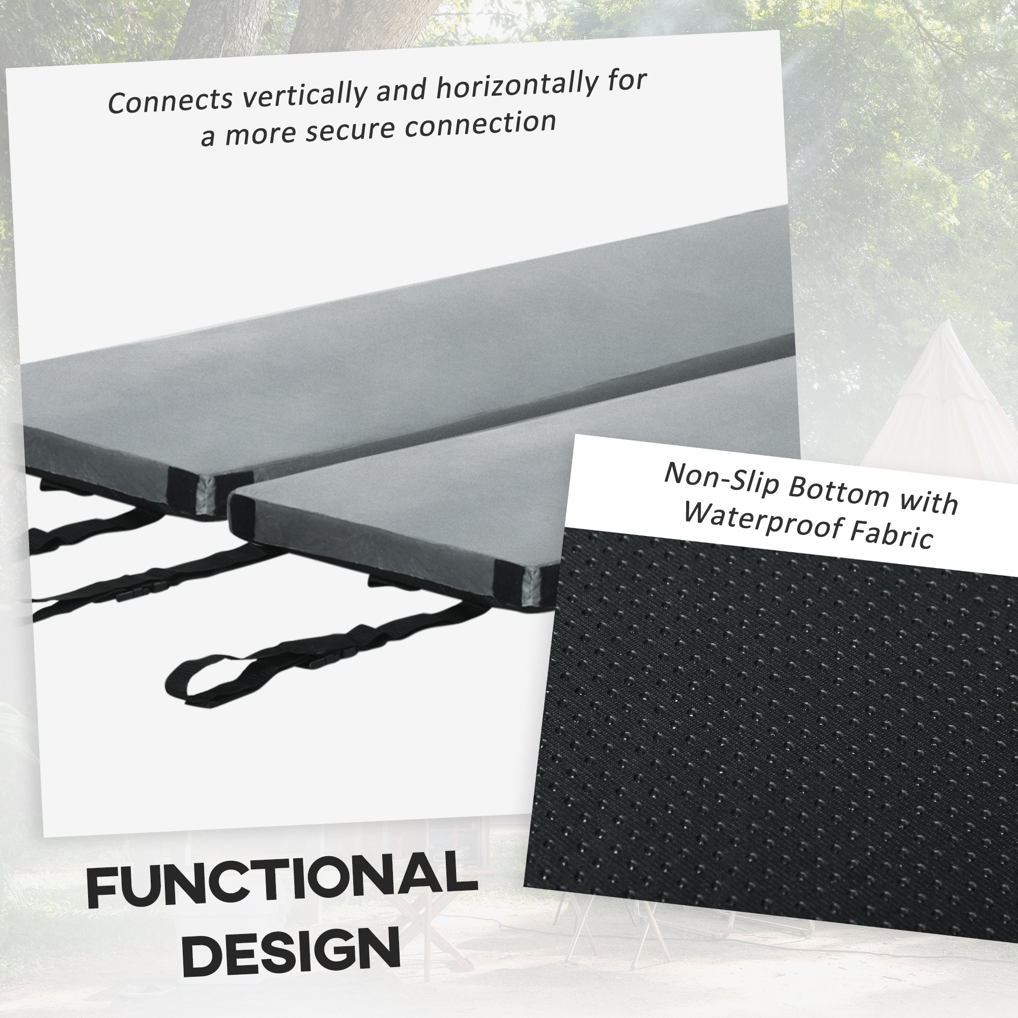 Outsunny Camping Sleeping Mat Memory Foam Pad 2.8'' Thick Portable Roll Up Mattress with Travel Bag Grey