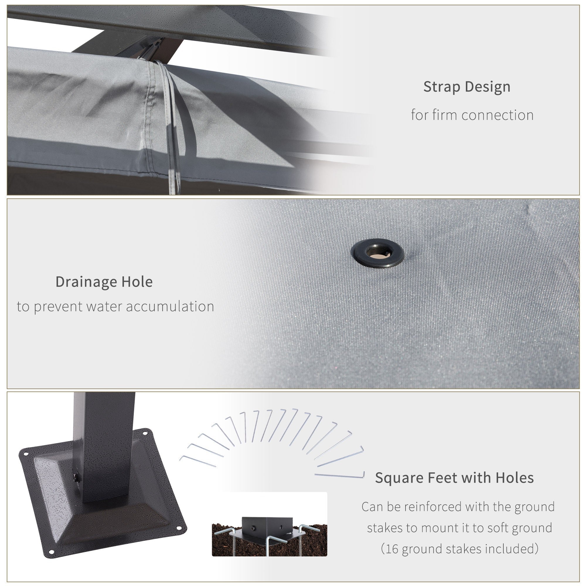 Outsunny 10'x10' Pergola Retractable Gazebo Shade Deck Shelter with Steel Frame, Polyester Canopy, Grey