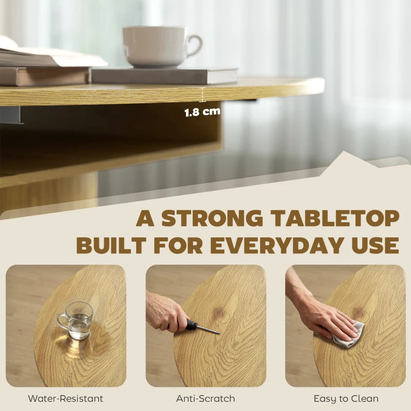 Extendable Dining Table for 6, 60" Farmhouse Kitchen Table with 2-Tier Storage Shelf and Fluted Sliding Doors, Natural