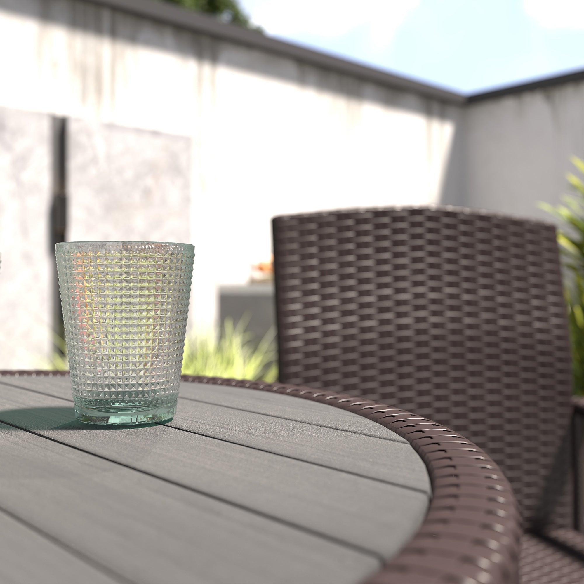 Outsunny 3 Pieces Patio Bar Set Rattan Bistro Table and High Chairs Garden Wicker Outdoor Conversation Furniture, Brown