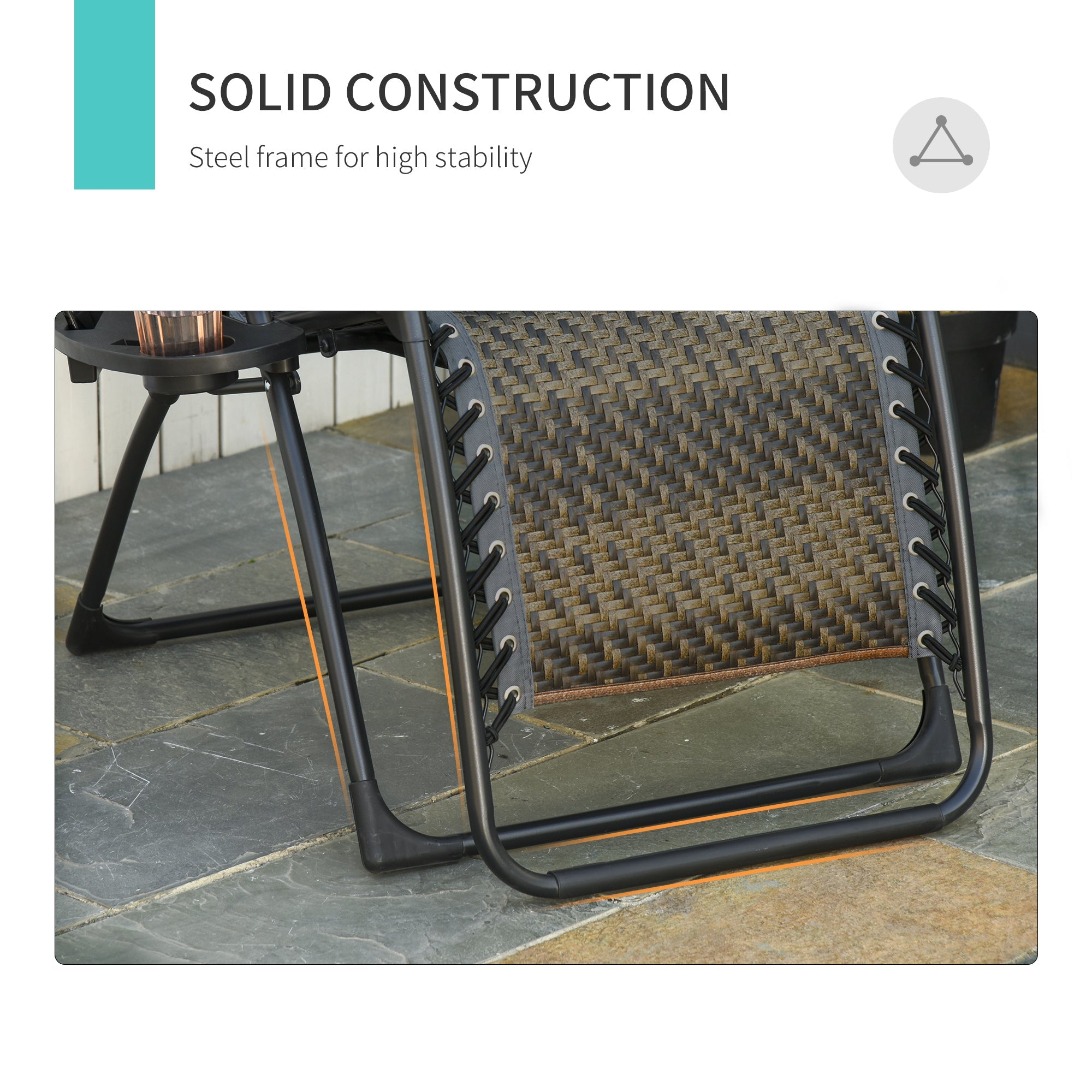 Outsunny Zero Gravity Outdoor Folding Lounge Chair with Headrest Cup and Phone Holder Grey