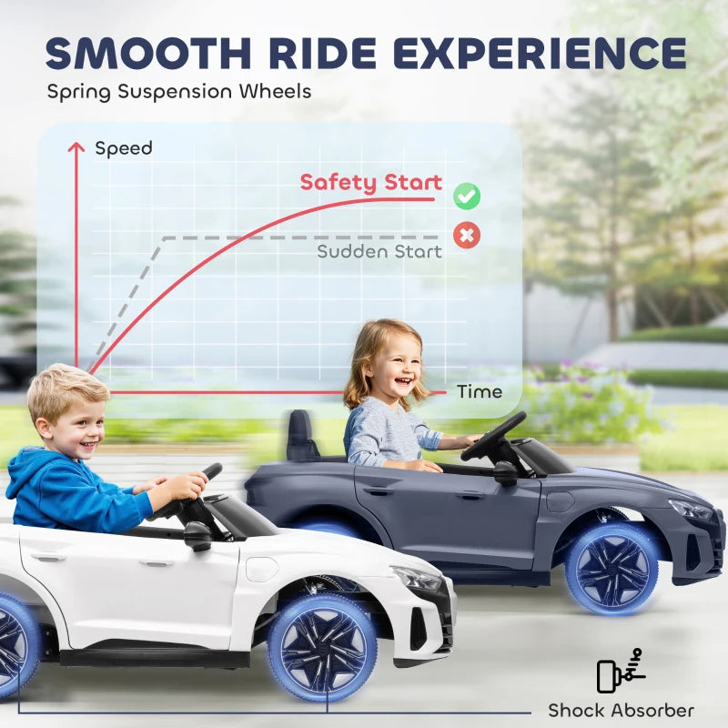 Aosom Ride-On Toy On Car with Remote Control, 12V 3.1 MPH Electric Ride for Kids w/ Suspension System, Horn Honking, Grey