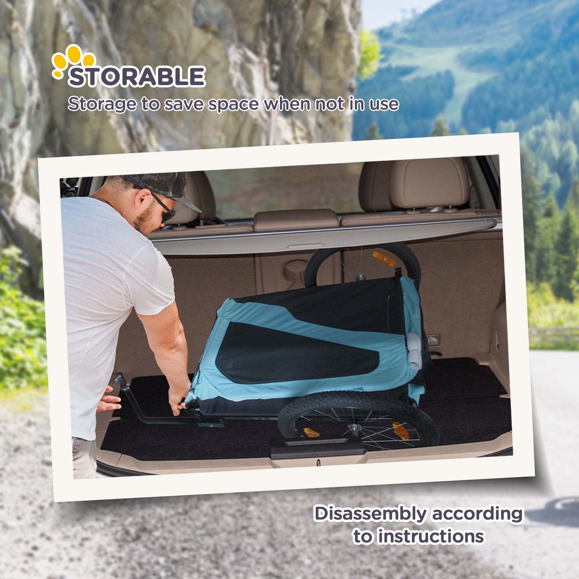 Aosom 2-in-1 Dog Bike Trailer for Large Dogs with Hitch, Quick-release Wheels, Foot Support, Pet Bicycle Cart Wagon Cargo Carrier, Blue