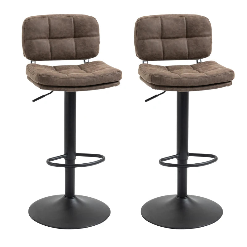 Bar Stools Set of 2, Swivel Counter Height Barstools with Adjustable Height, Back and Footrest, PU Leather Bar Chairs