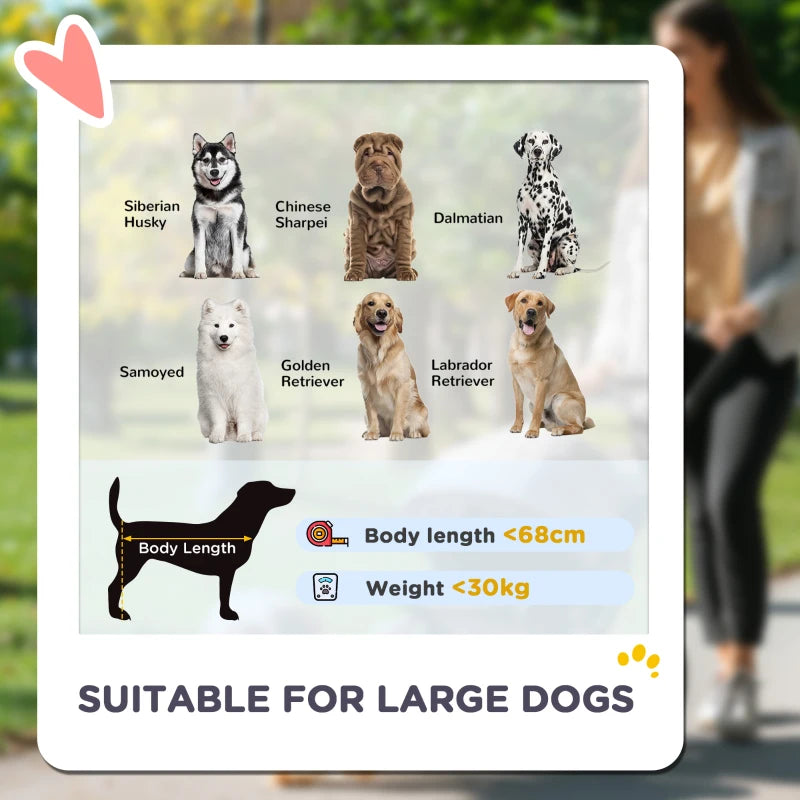 Foldable Pet Stroller for Large Dogs with Four Big Wheels, Shock-Absorbing Frame, Safety Leashes, Brakes, Black