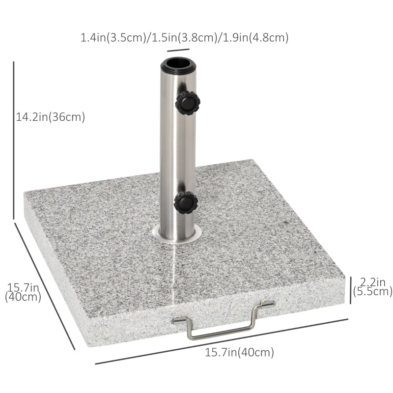 55 lbs Marble Square Umbrella Stand 16.5" Market Heavy Holder Base w/ Wheels, Grey