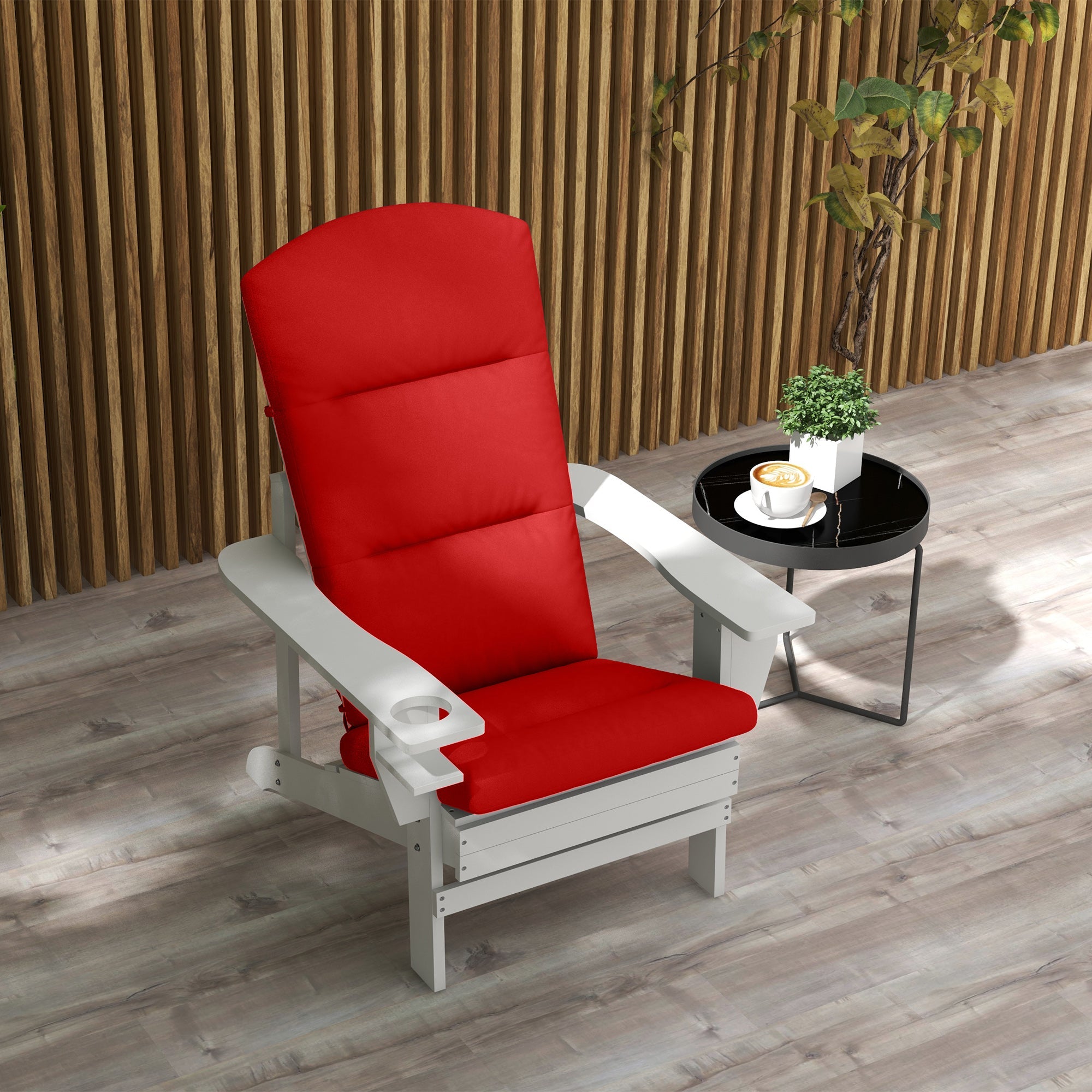 Outsunny Patio Chair Cushion for Adirondack Chairs Replacement Cushion with Back and Ties, Wine Red