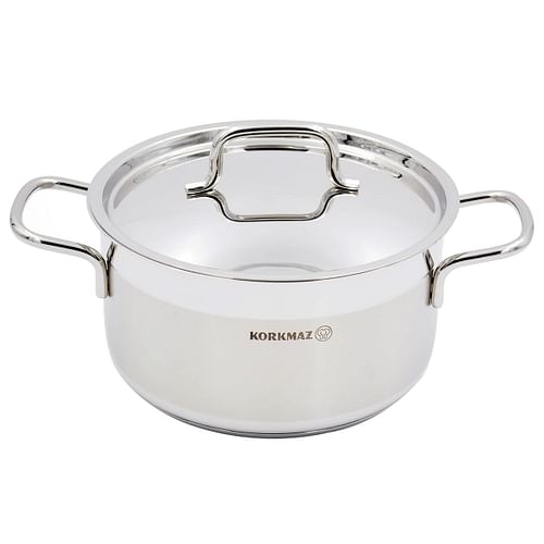 Korkmaz Alfa 2 Piece 3.5 Liter Stainless Steel Casserole Dish with Lid - Free Shipping