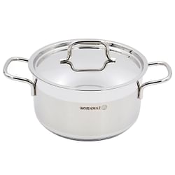 Korkmaz Alfa 2 Piece 4 Liter Stainless Steel Casserole Dish with Lid - Free Shipping