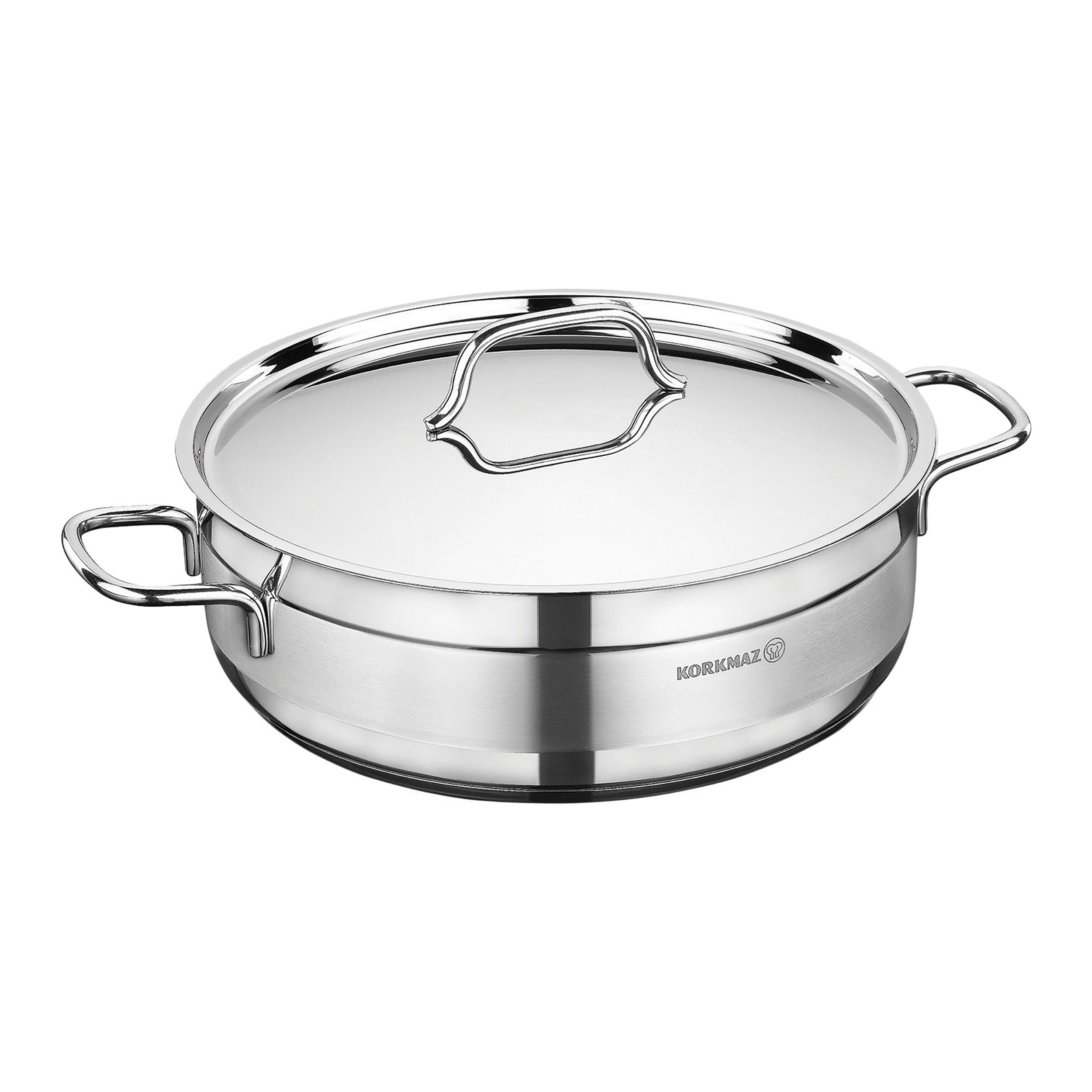 Korkmaz Alfa 2 Piece 3.5 Liter Stainless Steel Low Casserole Dish with Lid - Free Shipping