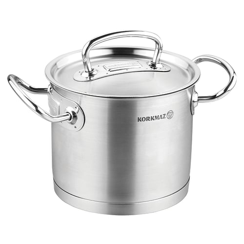 Korkmaz Proline Professional Series 9 Liter Stainless Steel Extra Deep Casserole with Lid in Silver - Free Shipping