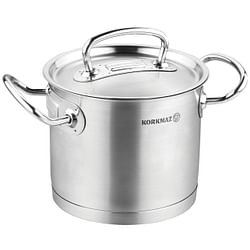 Korkmaz Proline Professional Series 14.5 Liter Stainless Steel Extra Deep Casserole with Lid in Silver - Free Shipping
