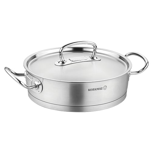 Korkmaz Proline Professional Series 3.1 Liter Stainless Steel Saute Pan with Lid in Silver - Free Shipping