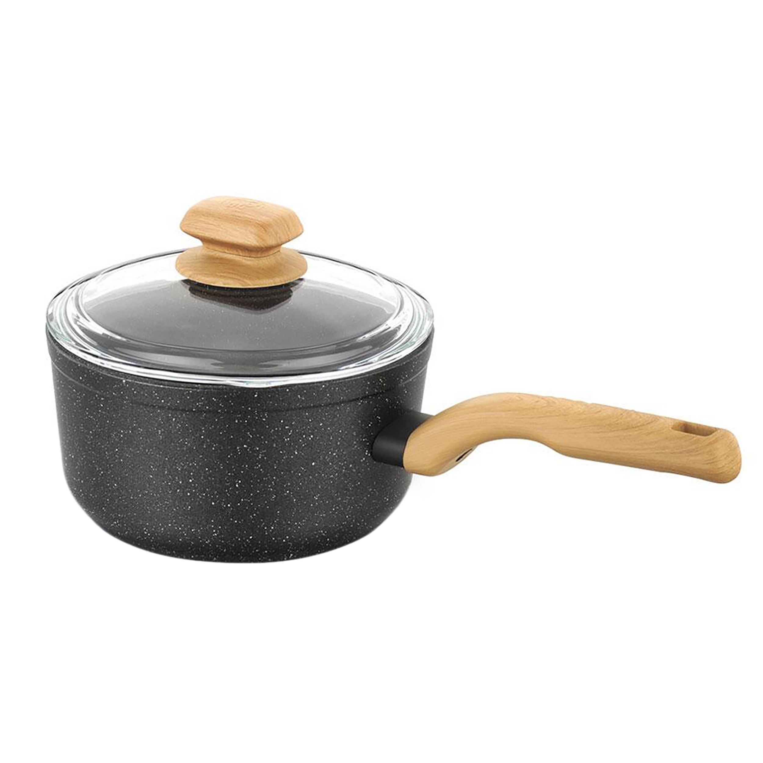 Korkmaz Montana 2 Piece 2 Liter Aluminum Nonstick Saucepan with Lid and Faux Wood Handles - Free Shipping
