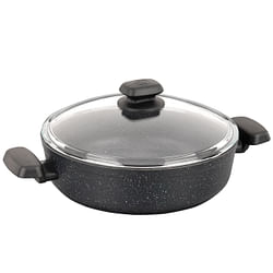 Korkmaz Ornella Non Stick 10 Inch 3.5 Liter Low Casserole with Lid in Black - Free Shipping