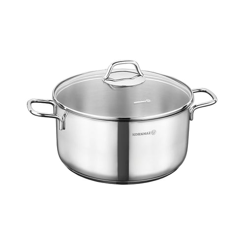 Korkmaz Perla 2 Piece 5.5 Liter Stainless Steel Casserole with Lid in Silver - Free Shipping