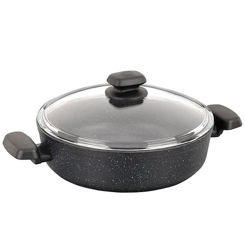 Korkmaz Ornella Non Stick 9.5 Inch 2.5 Liter Low Casserole with Lid in Black - Free Shipping