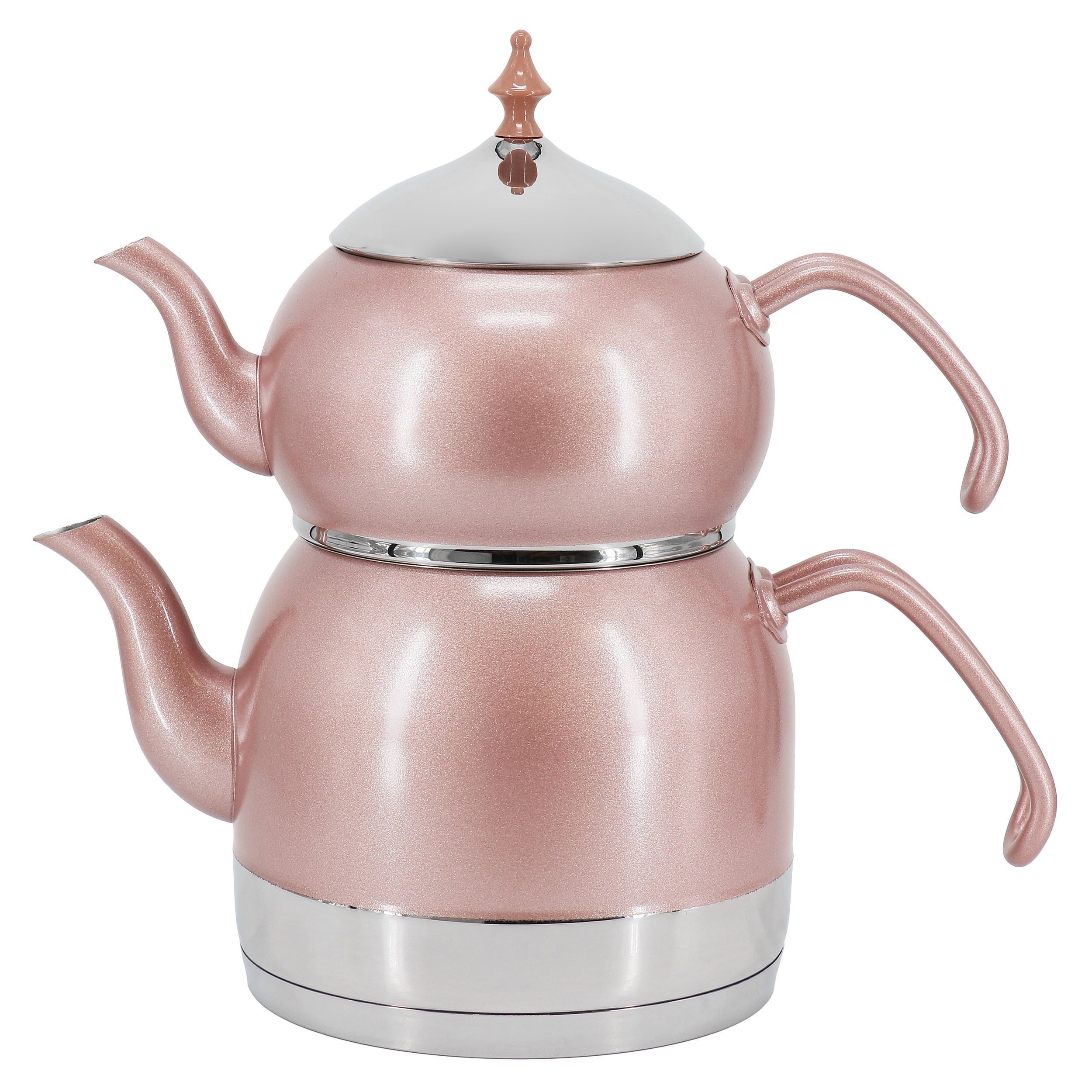 Korkmaz Rena 1.1 Liter Tea Pot and 2.4 Liter Kettle Set in Pink - Free Shipping