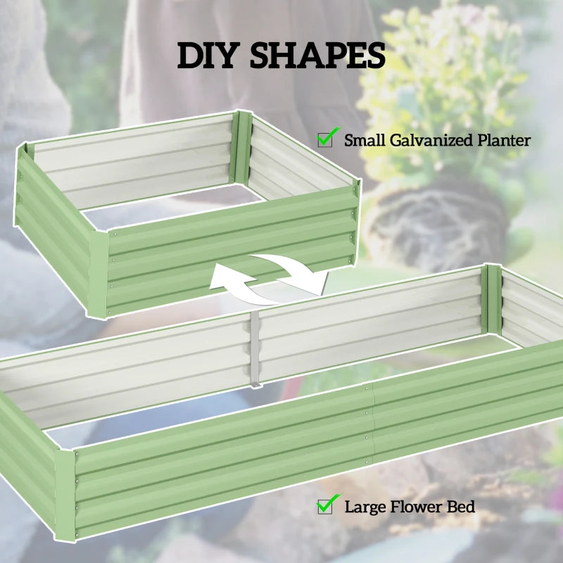 95" x 36" x 12" Galvanized Raised Garden Bed, Metal Elevated Planter Box for Growing Flowers, Herbs, Succulents, Green