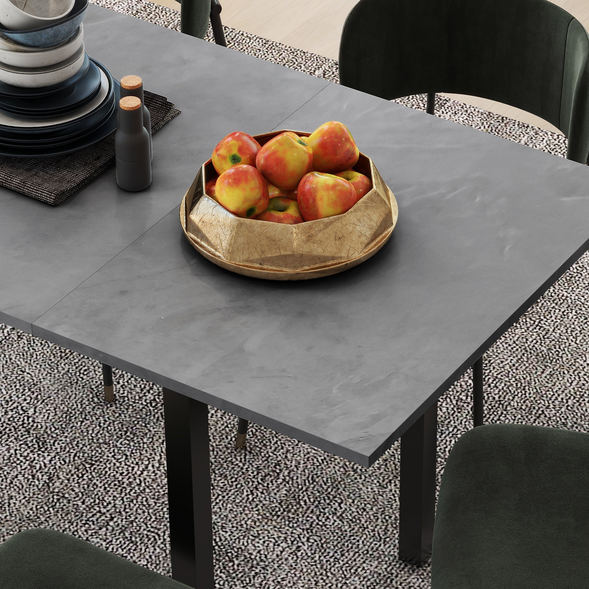 HOMCOM Space Saving Extendable Dining Table for 6 with Drop Leaf Folding Feature in Dark Grey Ideal for Small Spaces