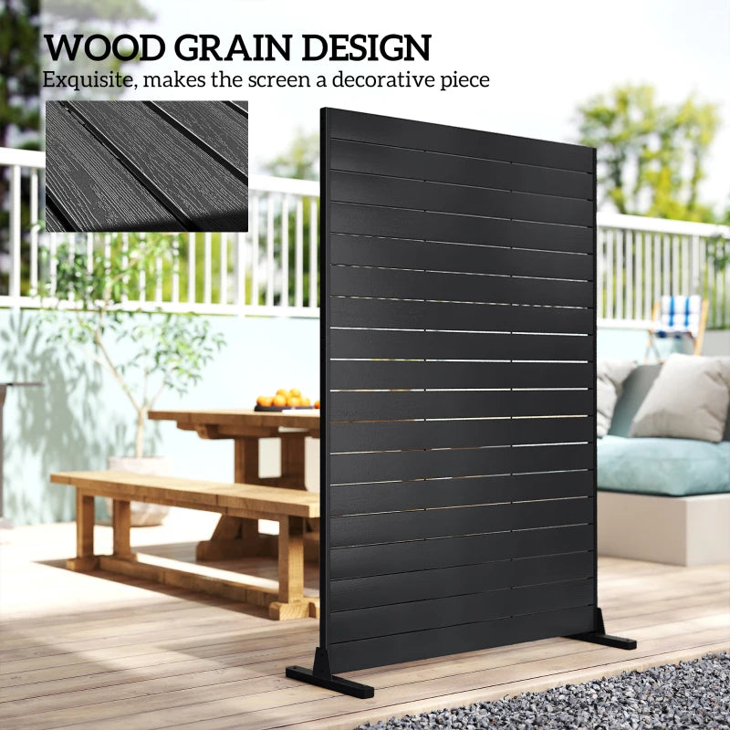 Outdoor Privacy Screen, 47.2" x 68.5" HDPE Decorative Screen Panel with Stand, Freestanding Privacy Panel, Black