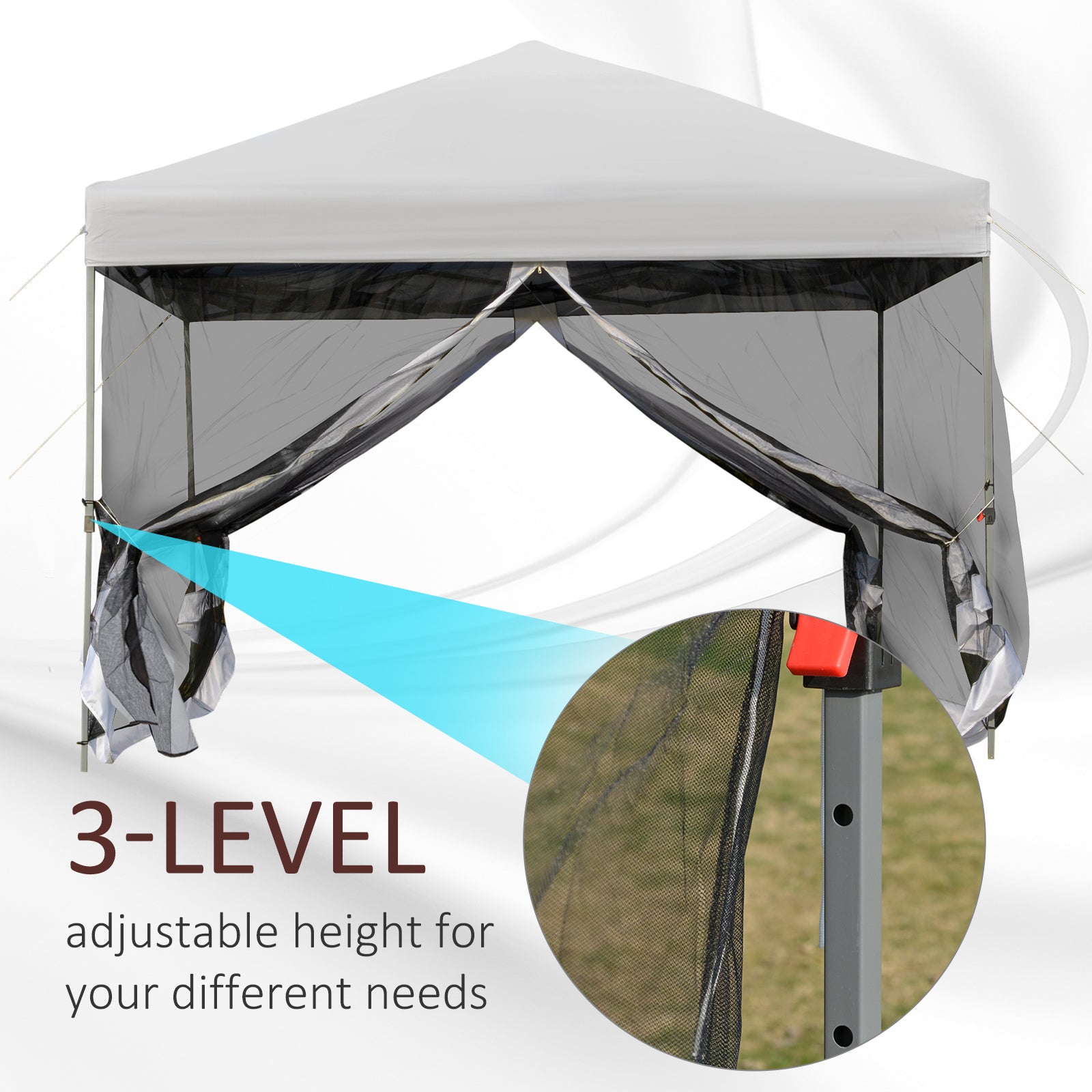 Outsunny Party Tent Canopy 10'x10', Outdoor Pop-Up with Mesh Sidewalls, Adjustable Height, Silver