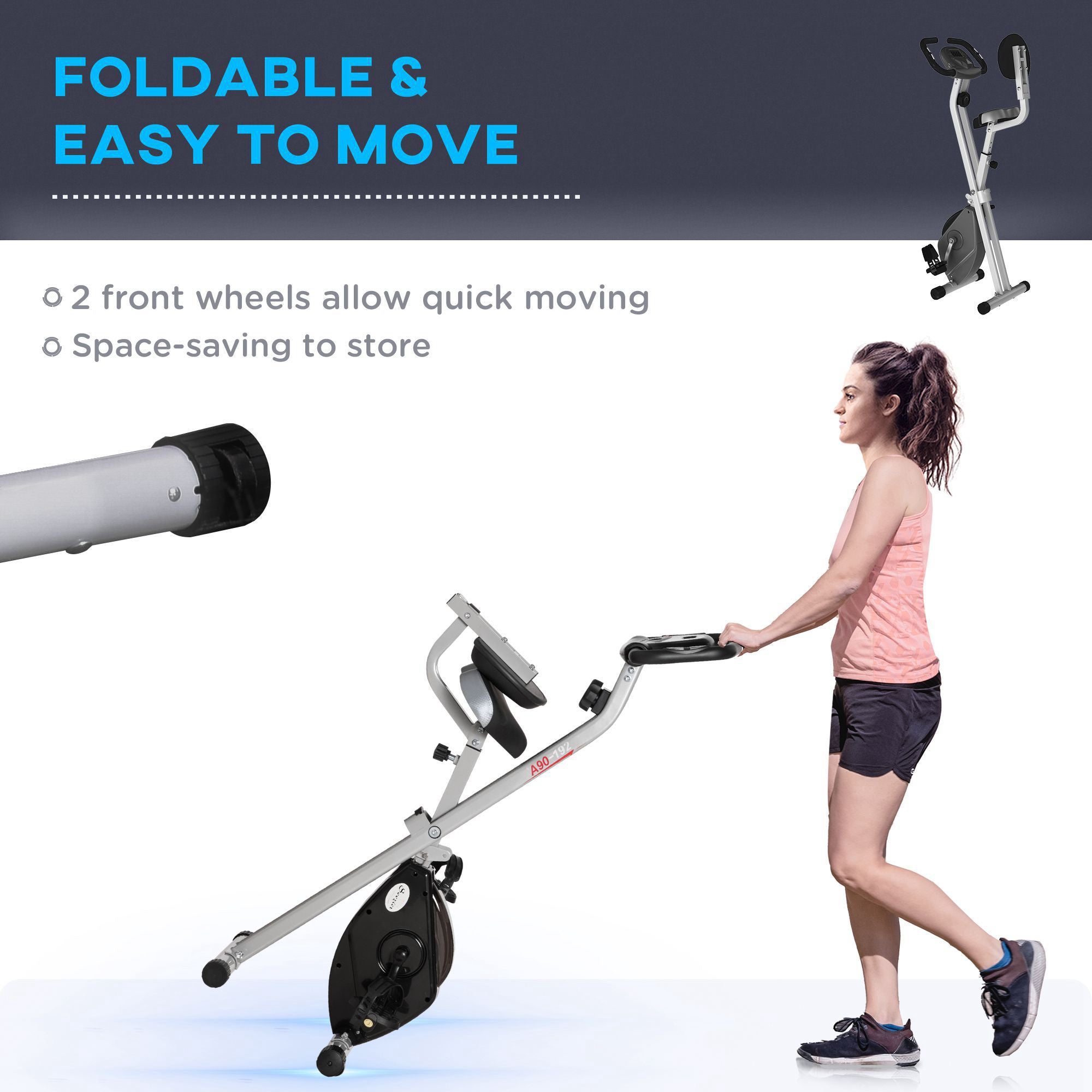 Soozier Foldable Upright Exercise Bike Indoor Stationary X Bike 8 Levels Magnetic Resistance Aerobic Exercise
