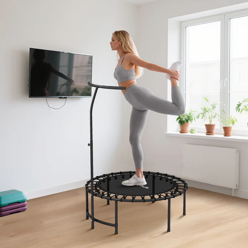 Soozier 40" Foldable Mini Rebounder Trampoline with Adjustable Handle, Quiet Indoor Fitness Trampoline for Adults & Teens – Black