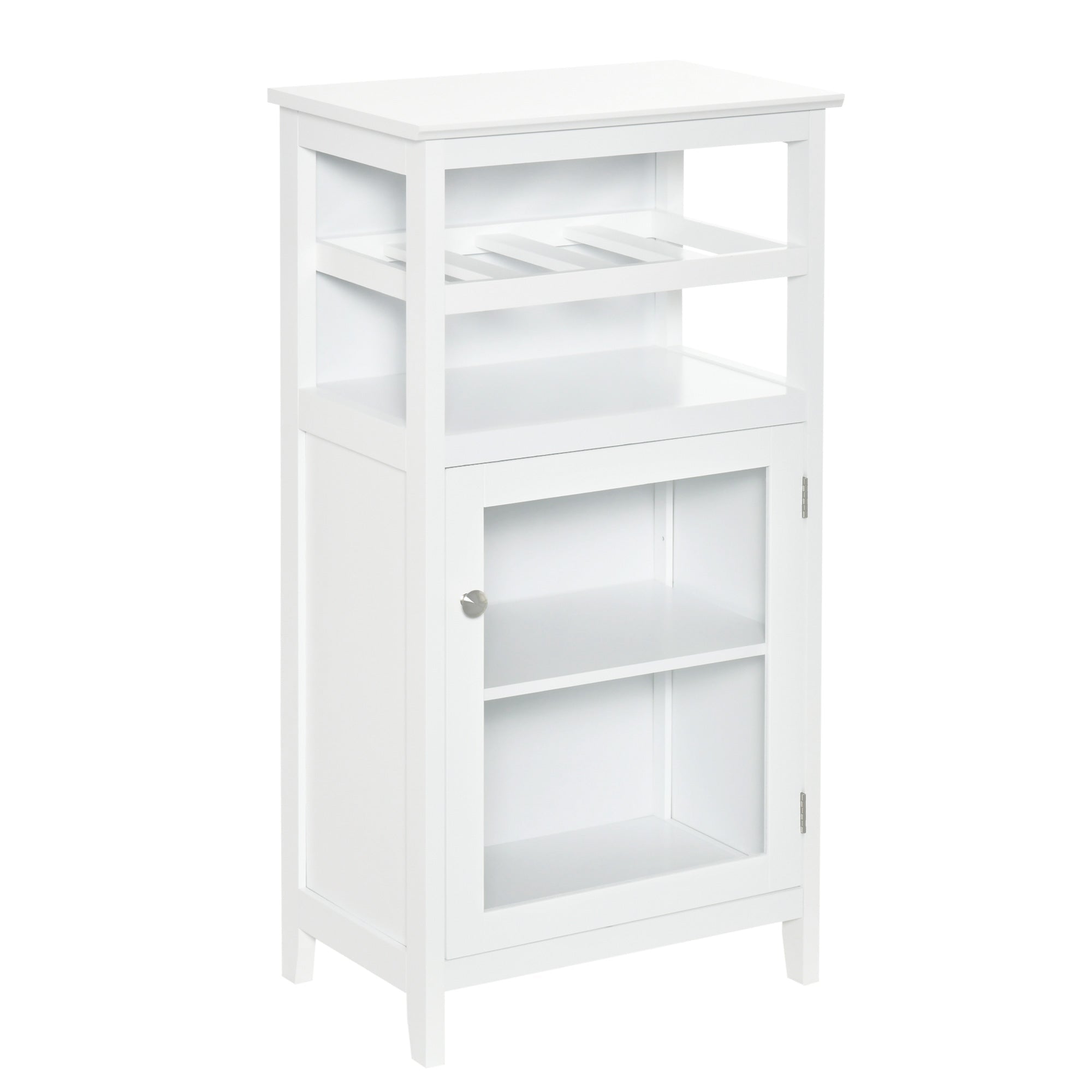 HOMCOM Wine Cabinet 4 Bottle Wine Rack Open Shelf Acrylic Door Cabinet Adjustable Shelf Home Bar White Furniture