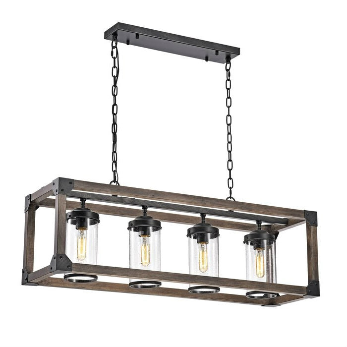 4-Light Adjustable Dimmable Rectangle Chandelier – Wrought Iron AccentsÂ