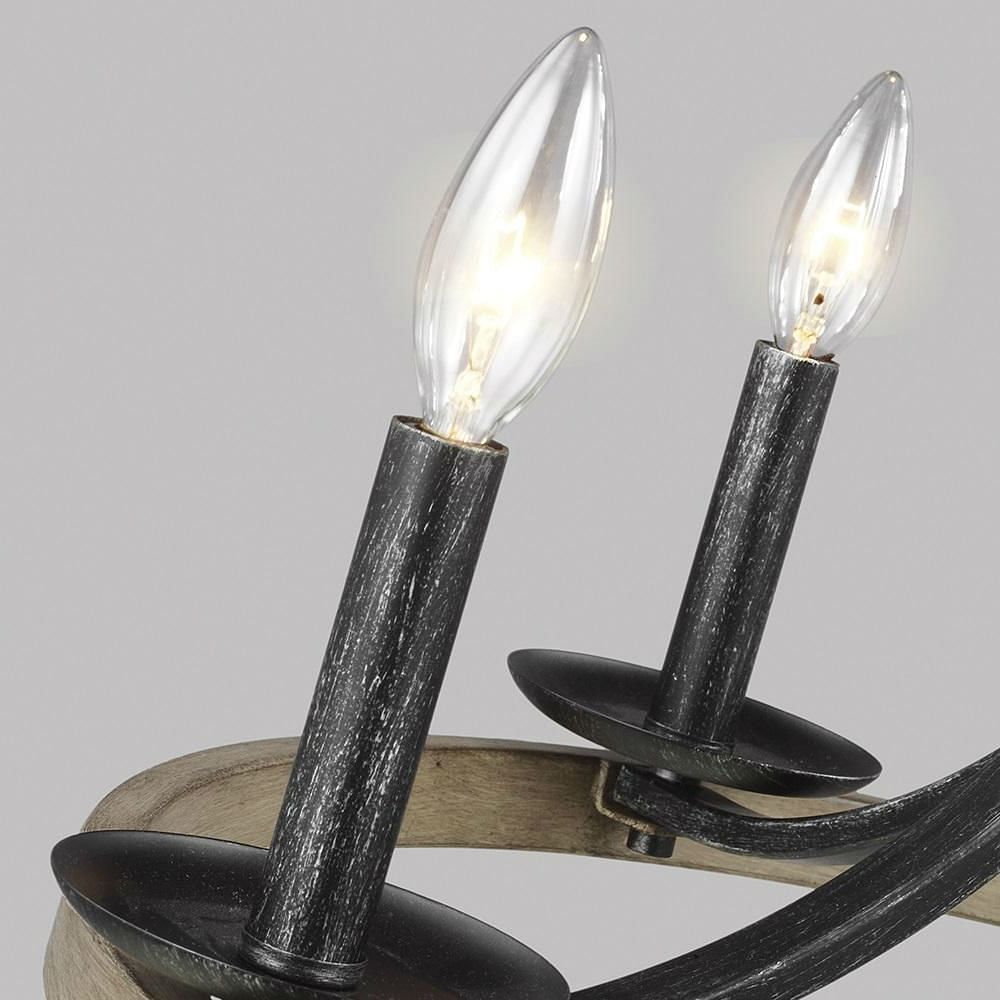 Rustic 5 Light Dimmable Farm Home Circle Metal Chandelier Oak Finish - Free Shipping