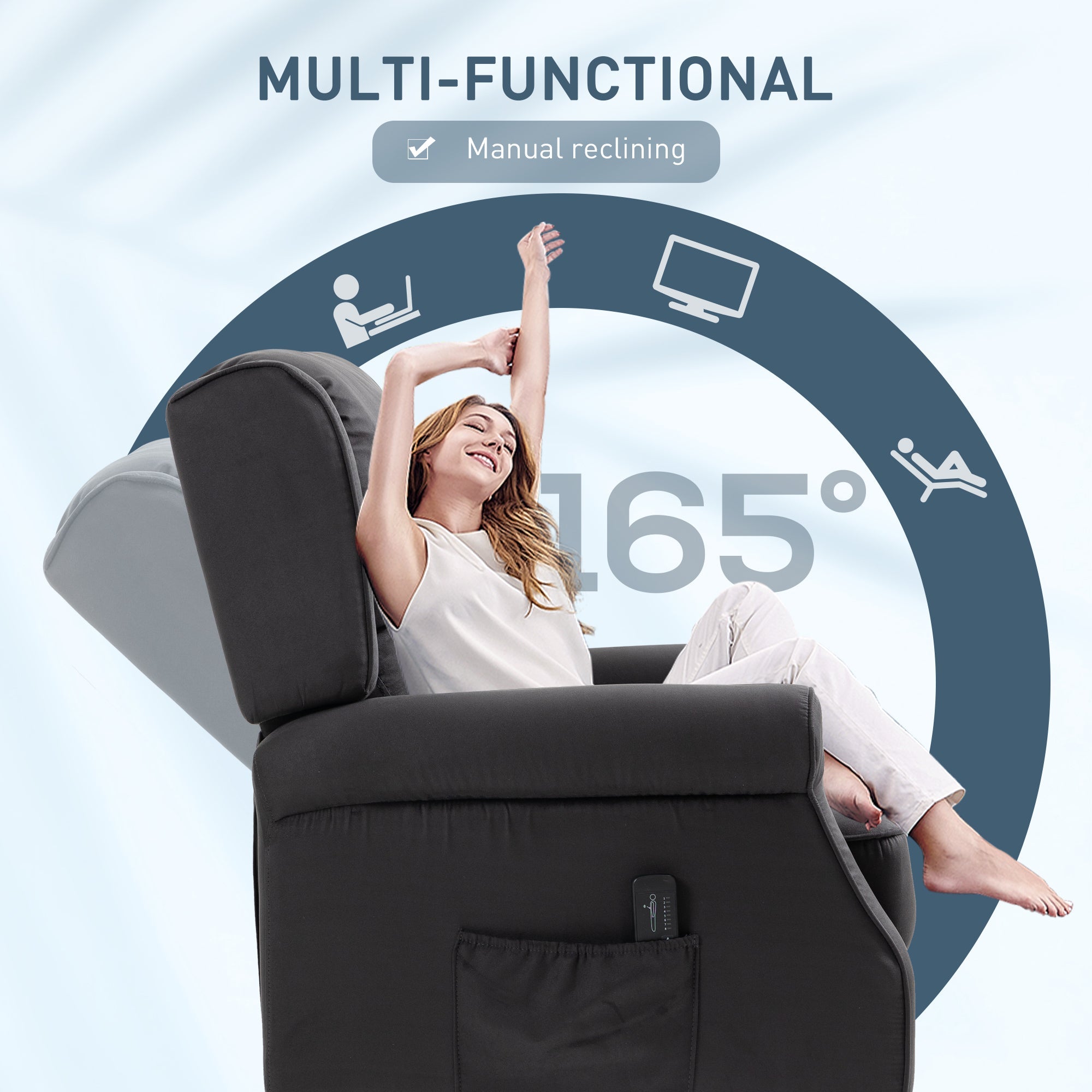 HOMCOM Massage Recliner Chair for Living Room, Push Back Recliner Armchair with Extendable Footrest, Remote Controller, Side Pocket