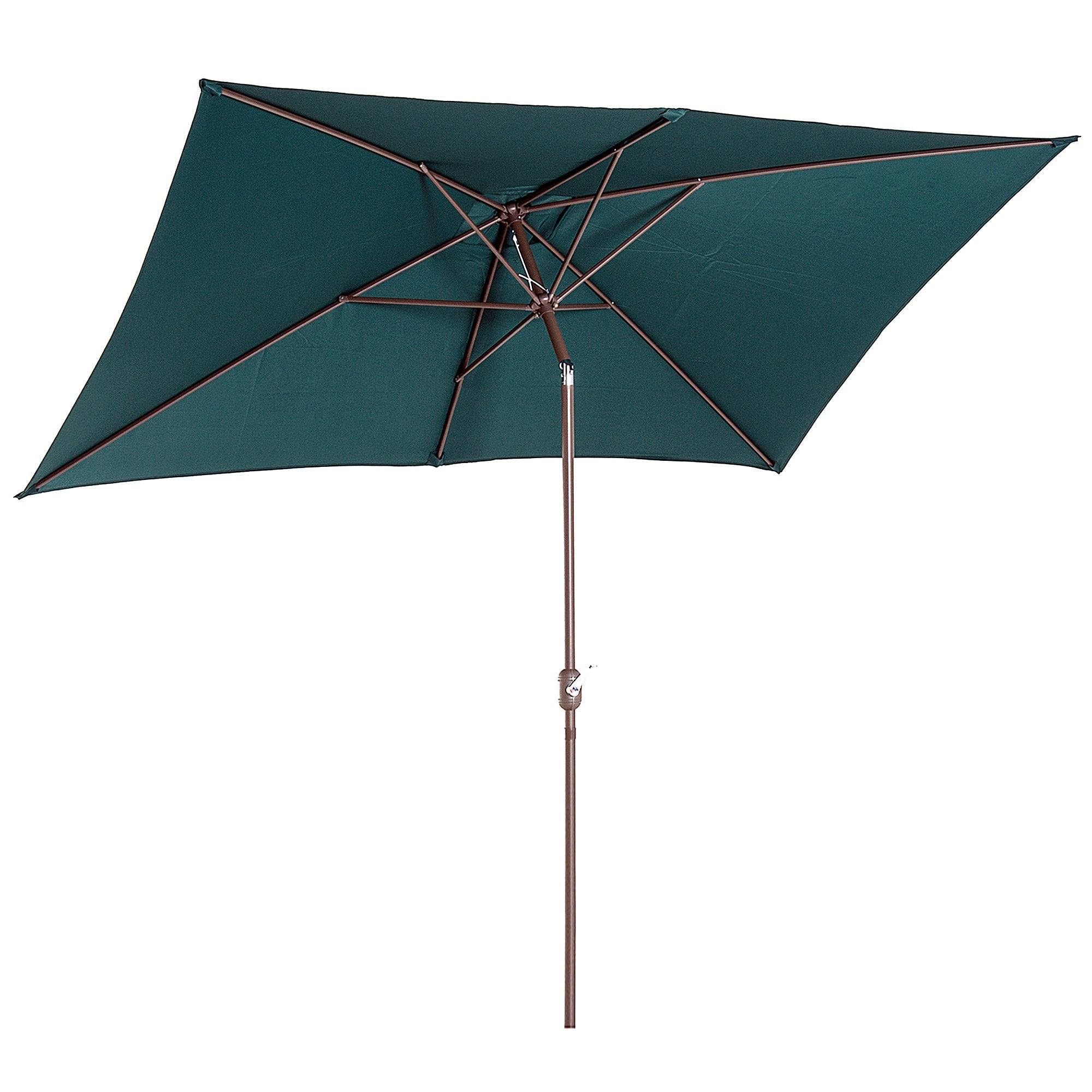 Outsunny 6.5x10ft Rectangle Aluminum Patio Umbrella Garden Parasol Outdoor Sunshade Tilt Crank Canopy Green