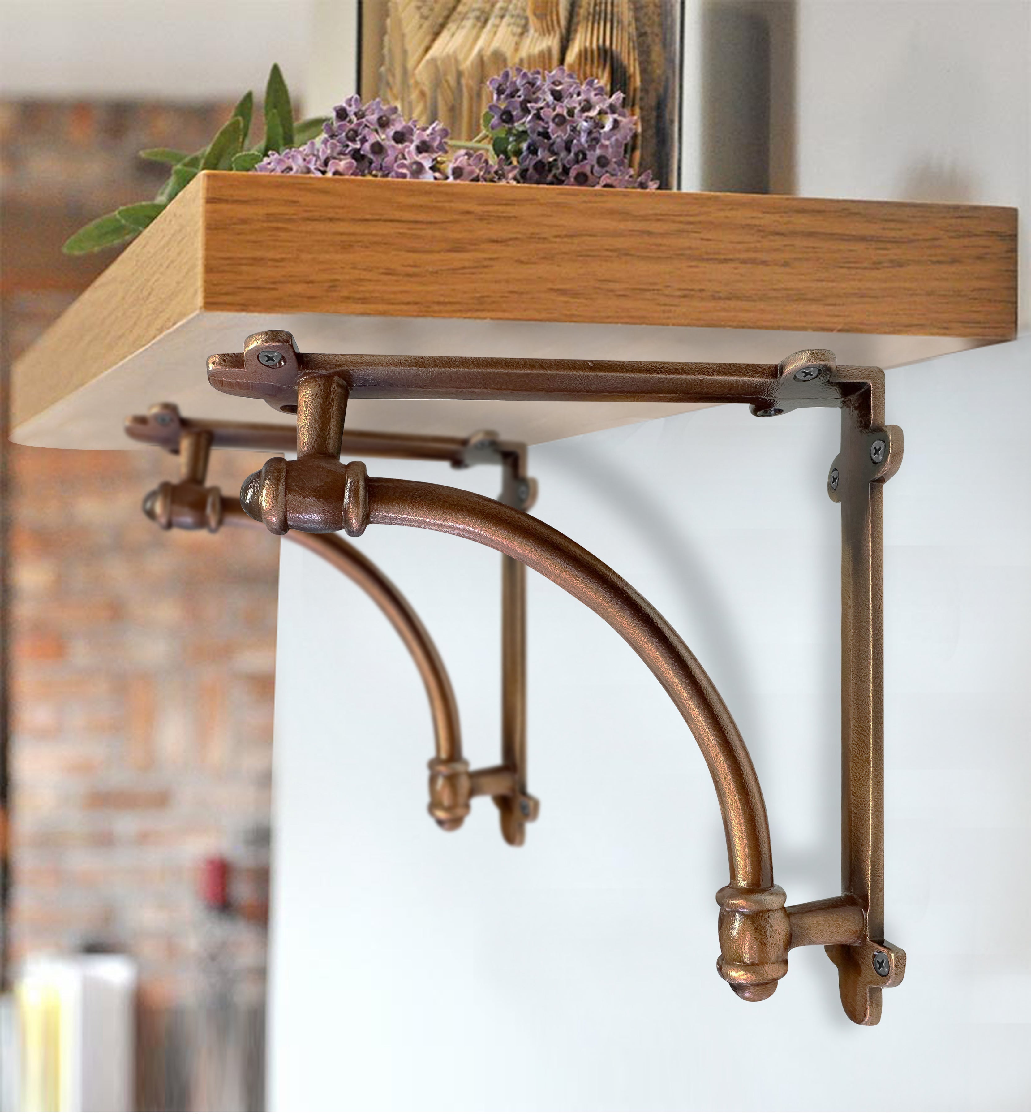 Slim Halfround Bracket, 9.6 inch, Copper Finish
