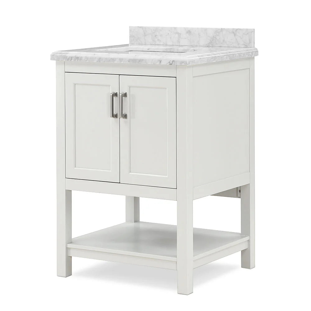 Affinity 25" Single Sink Vanity in White & Gray Carrara Marble Top
