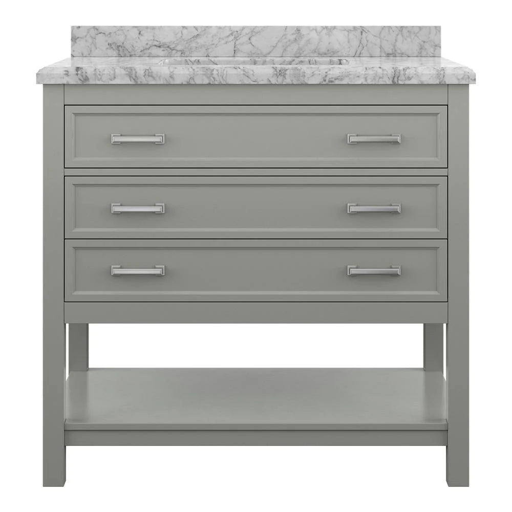 Affinity 37" Single Sink Vanity with White & Gray Carrara Marble Top