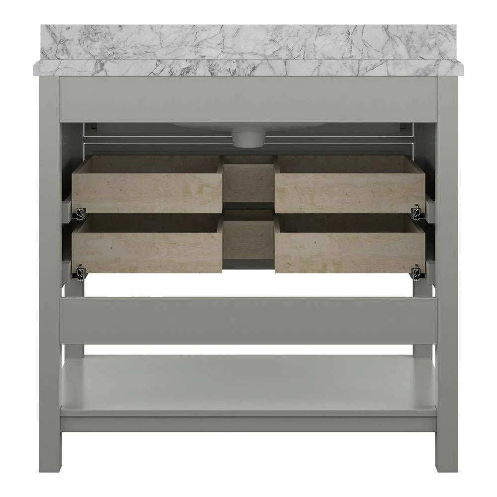 Affinity 37" Single Sink Vanity with White & Gray Carrara Marble Top