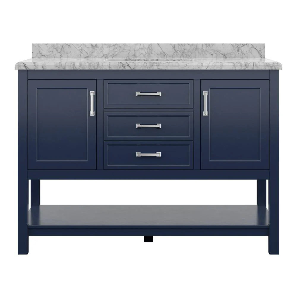 Affinity 49" Single Sink Vanity with White & Gray Carrara Marble Top