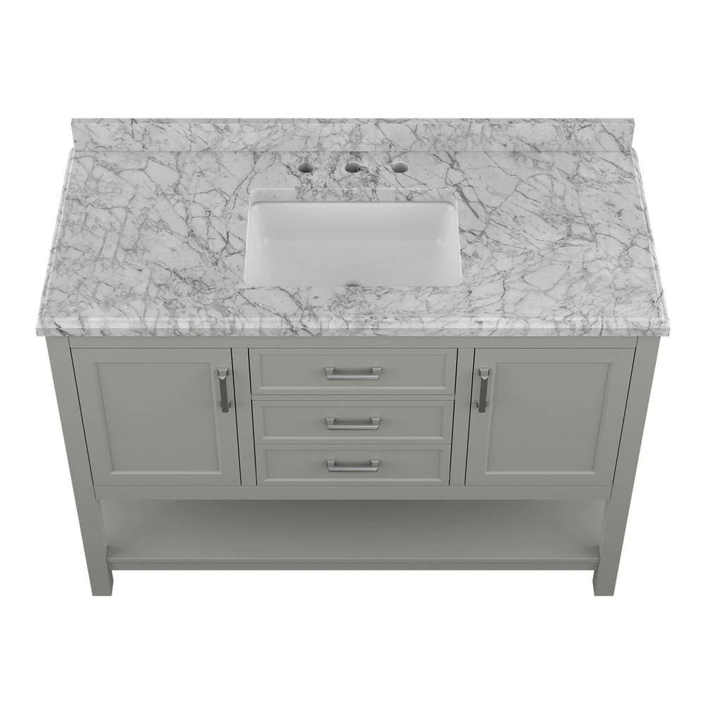 Affinity 49" Single Sink Vanity with White & Gray Carrara Marble Top
