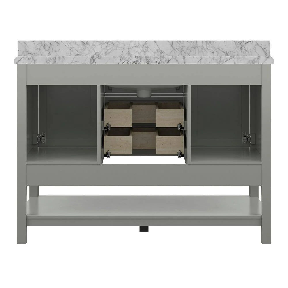 Affinity 49" Single Sink Vanity with White & Gray Carrara Marble Top