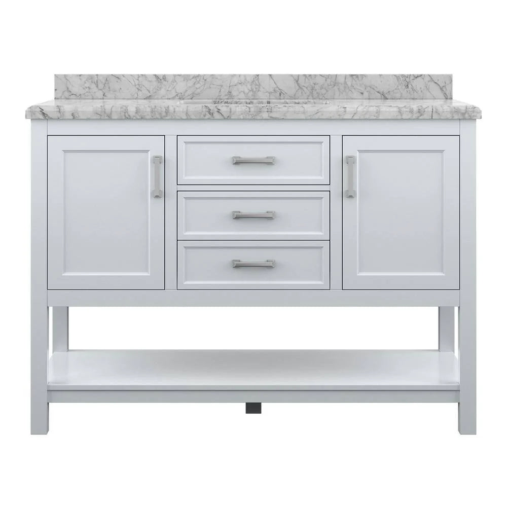 Affinity 49" Single Sink Vanity with White & Gray Carrara Marble Top