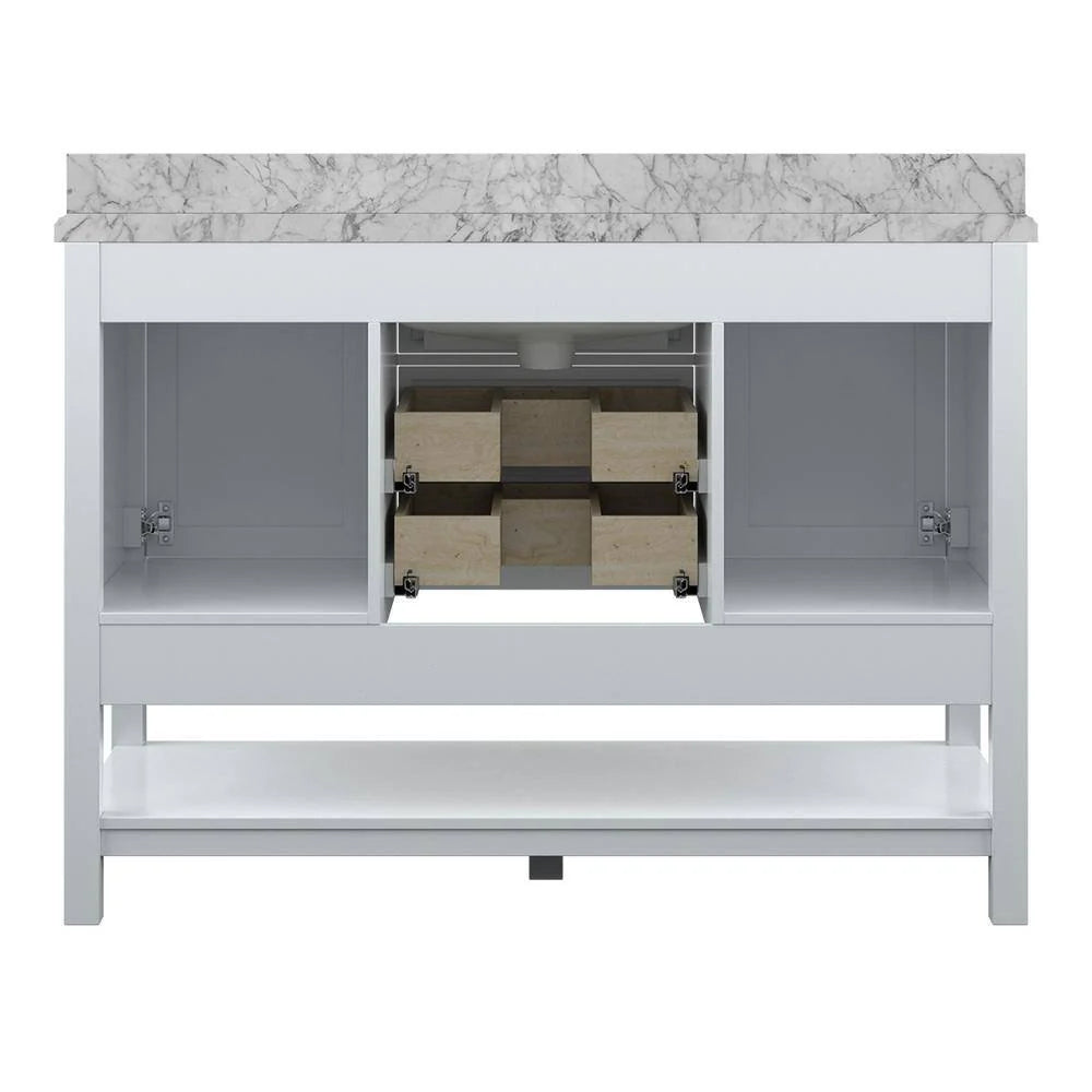 Affinity 49" Single Sink Vanity with White & Gray Carrara Marble Top