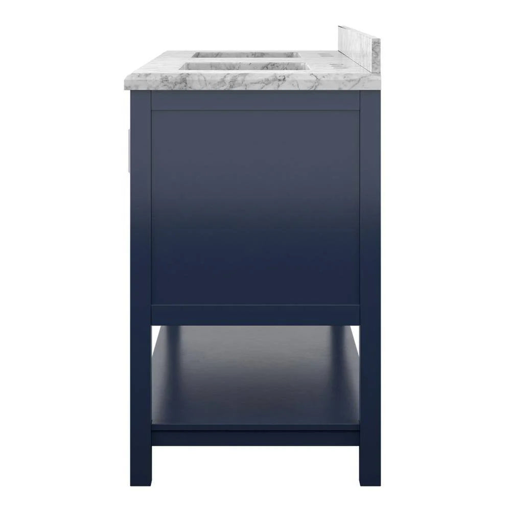 Affinity 61" Double Sink Vanity with White & Gray Carrara Marble Top