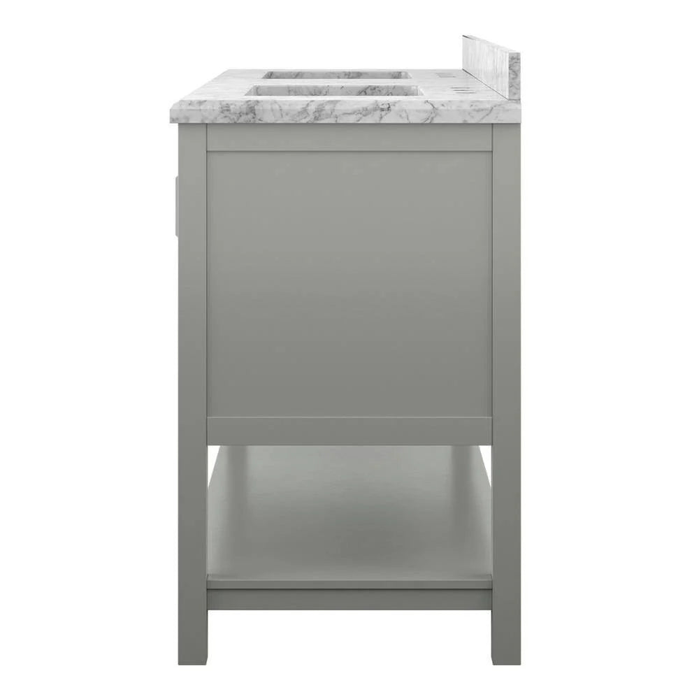 Affinity 61" Double Sink Vanity with White & Gray Carrara Marble Top