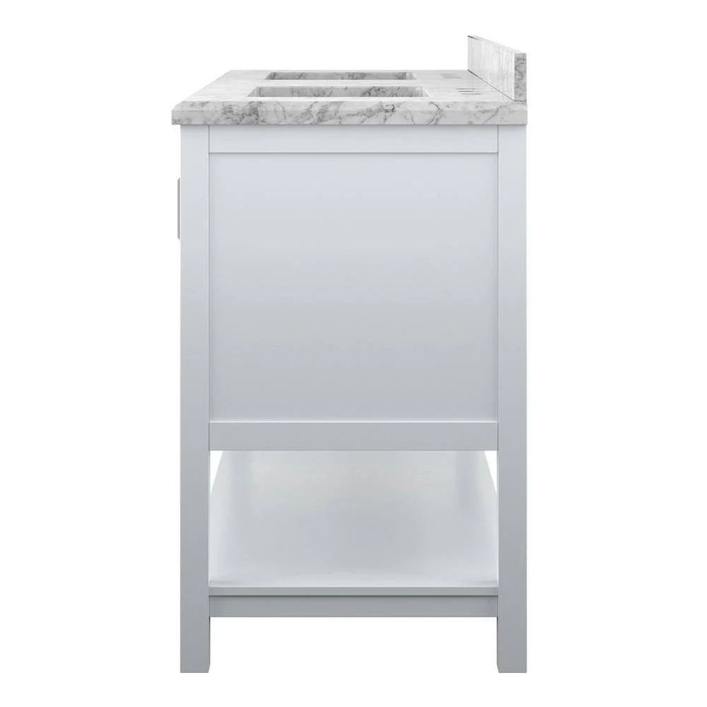 Affinity 61" Double Sink Vanity with White & Gray Carrara Marble Top
