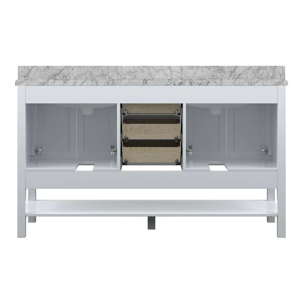 Affinity 61" Double Sink Vanity with White & Gray Carrara Marble Top