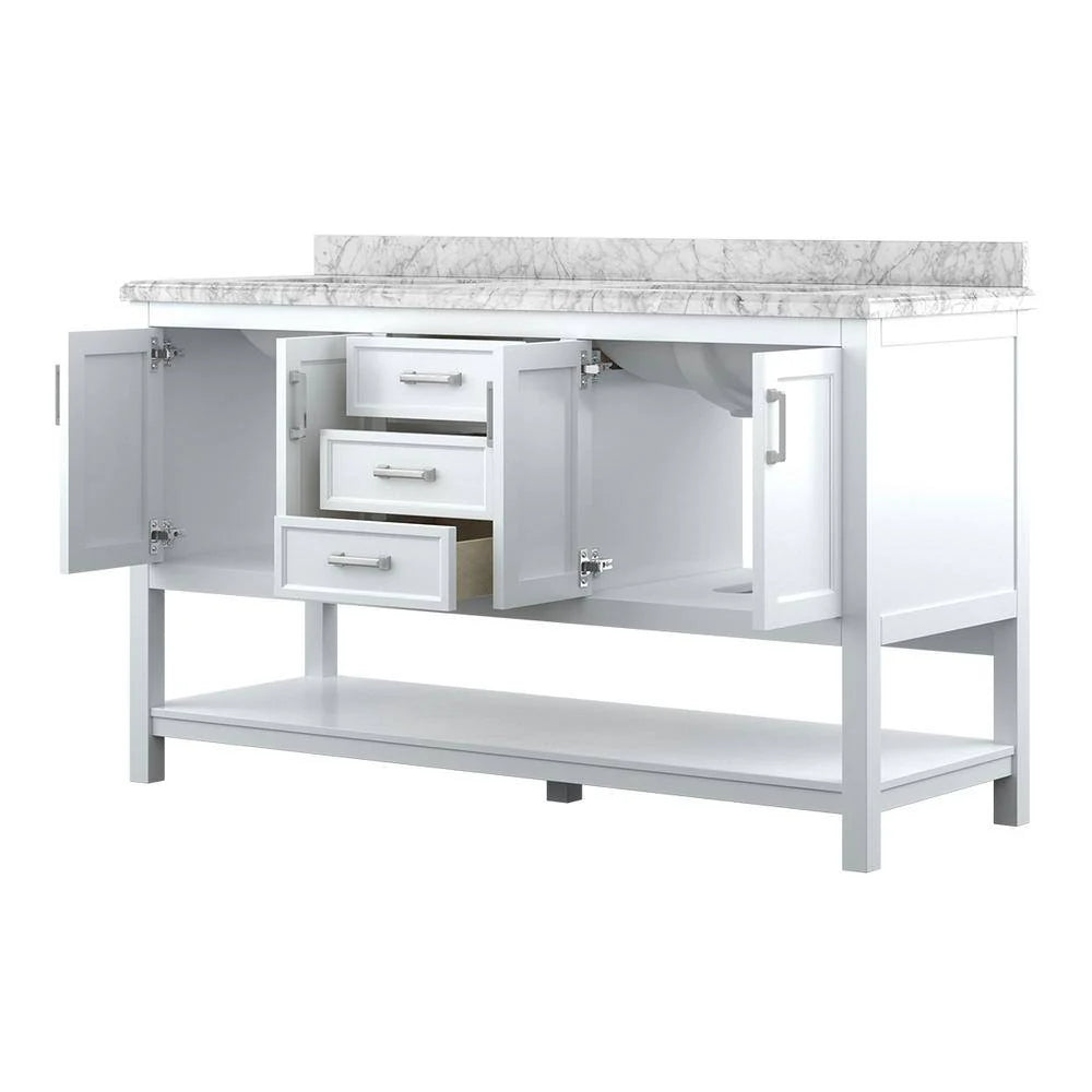 Affinity 61" Double Sink Vanity with White & Gray Carrara Marble Top