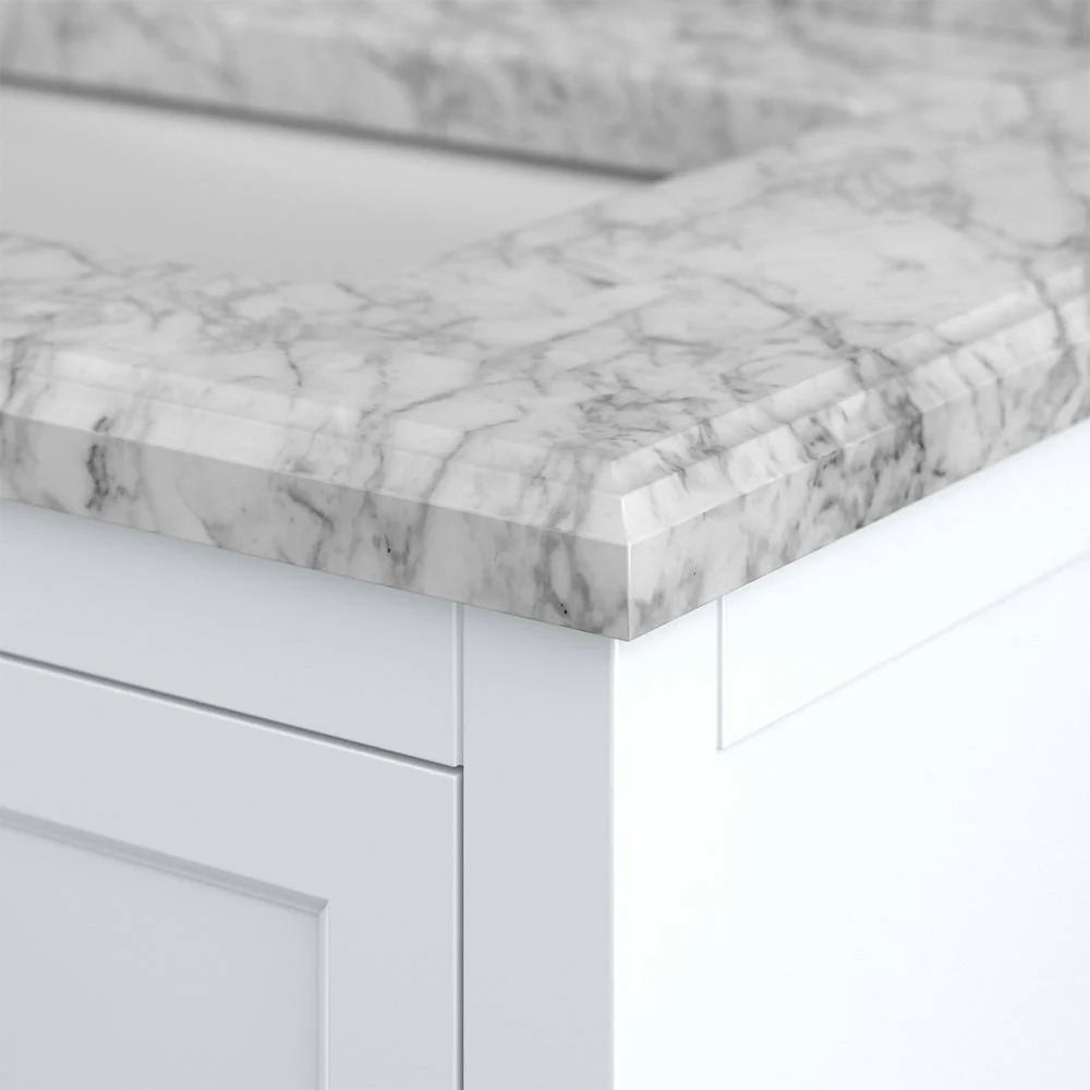 Affinity 61" Double Sink Vanity with White & Gray Carrara Marble Top