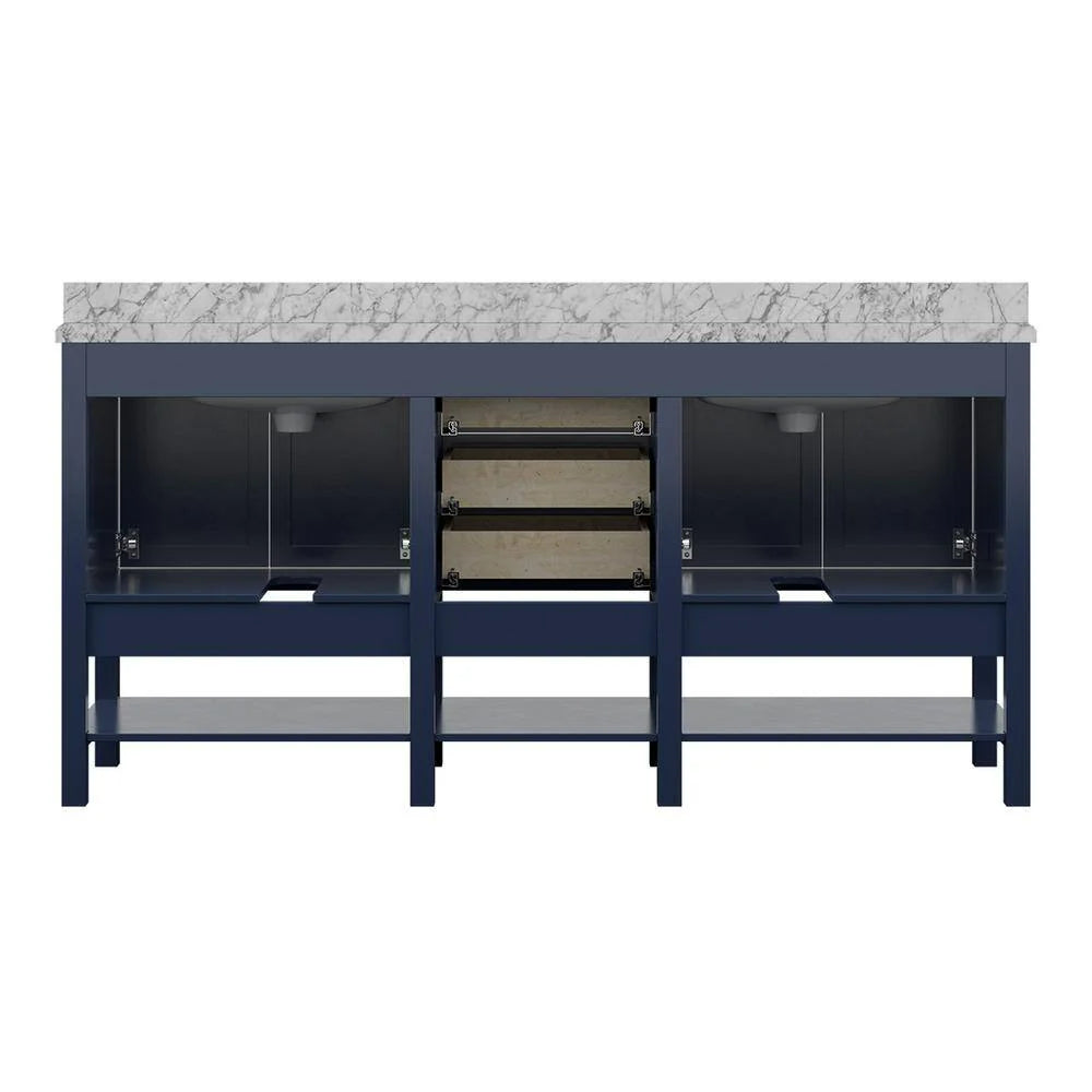 Affinity 72" Double Sink Vanity with White & Gray Carrara Marble Top