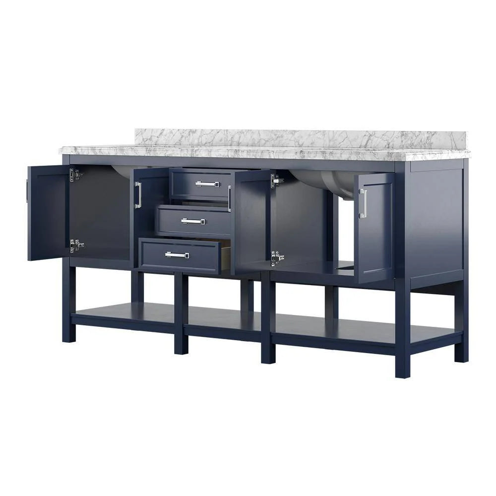 Affinity 72" Double Sink Vanity with White & Gray Carrara Marble Top